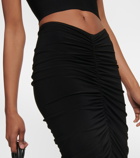 Norma Kamali Shirred high-rise midi skirt