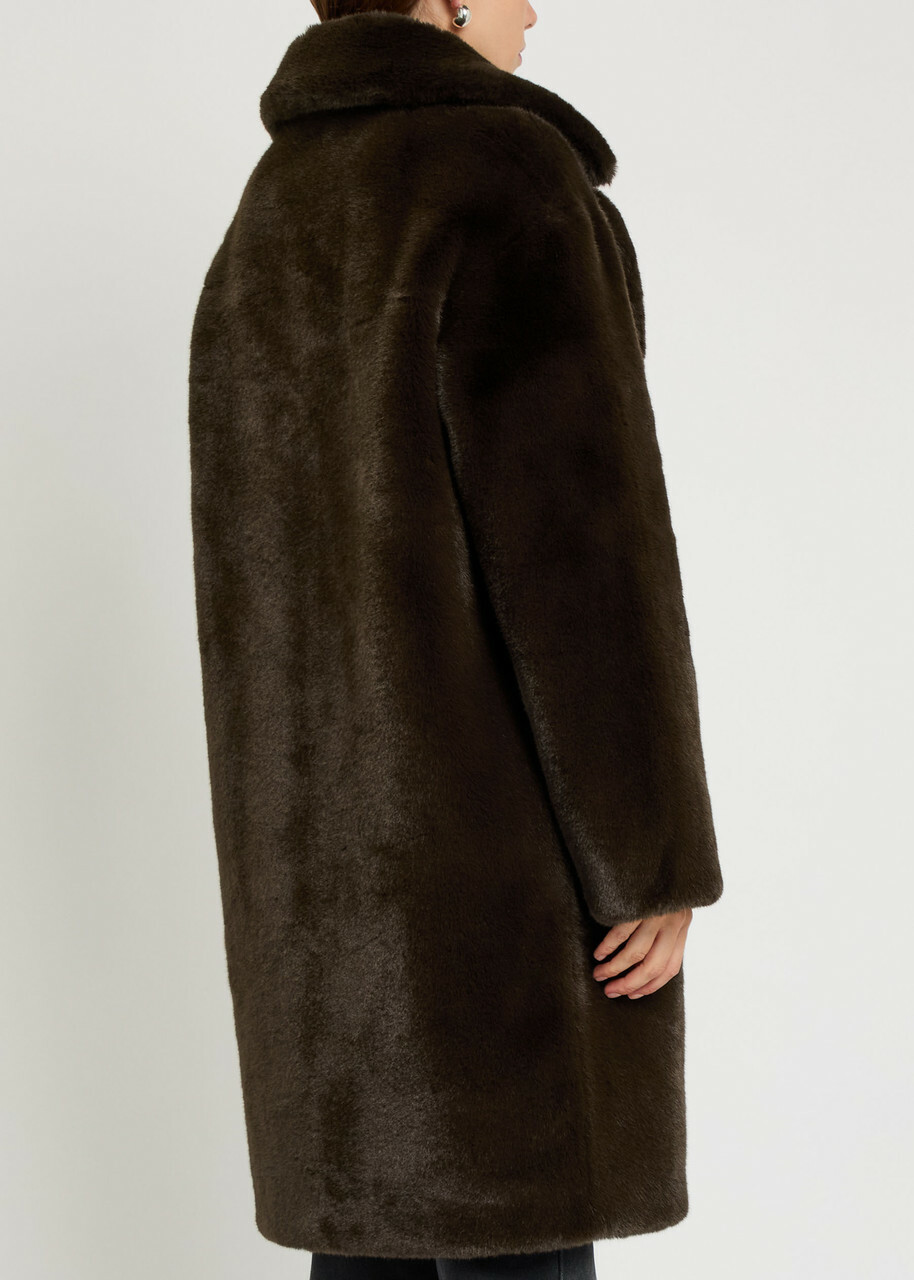 Stand Studio Camille Cocoon Leopard-print Faux fur Coat Brown