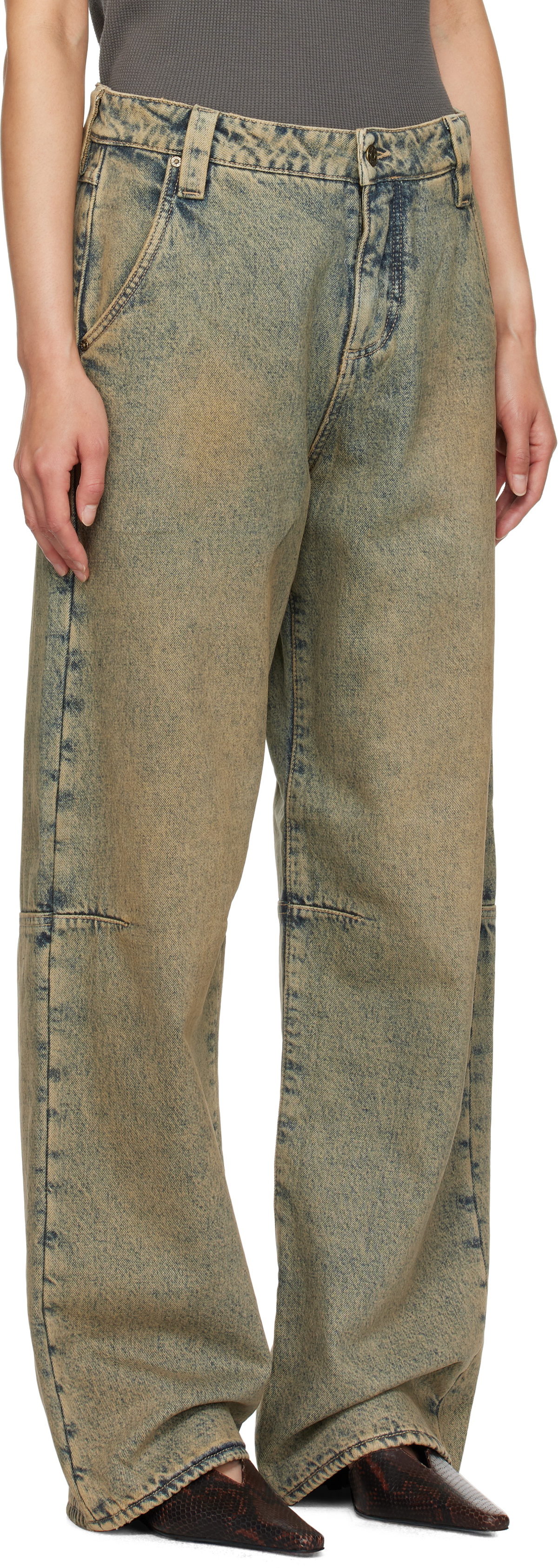 GUESS USA Blue Flannel Lined Relaxed Jeans