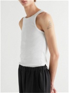 SAINT LAURENT - Logo-Embroidered Cotton-Jersey Tank Top - White