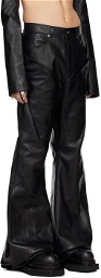 Rick Owens Black Slivered Leather Pants