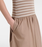 Velvet Romina striped cotton-blend midi dress