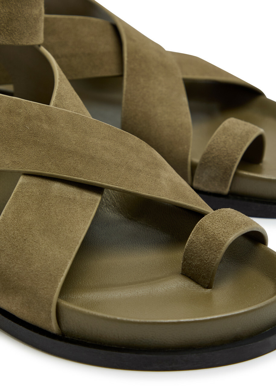 A.emery Jalen Cross-over Suede Sandals Khaki