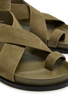 A.emery Jalen Cross-over Suede Sandals Khaki