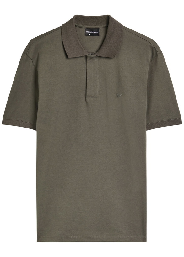 Photo: Emporio Armani Half-zip Cotton Polo Shirt Dark Green