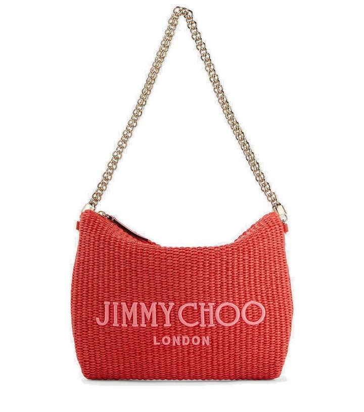 Photo: Jimmy Choo Callie logo raffia shoulder bag