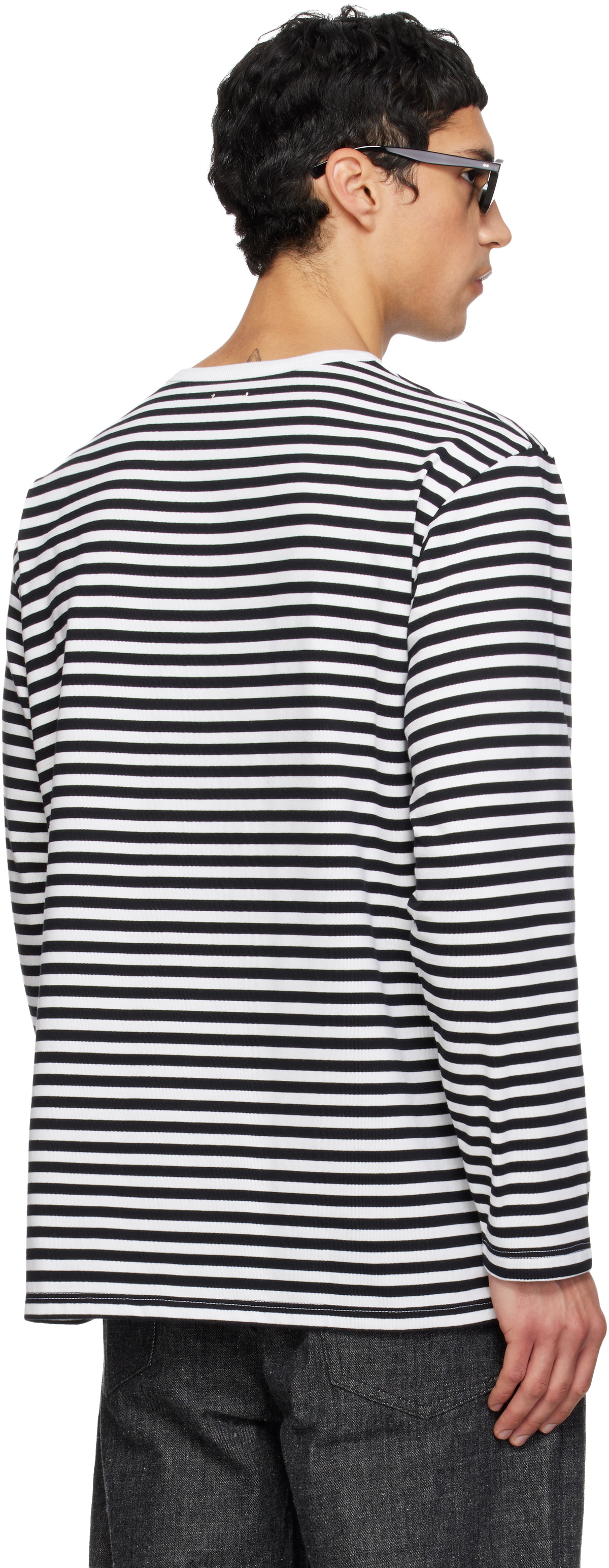 nanamica Black & White COOLMAX Stripe Jersey L/S T-shirt