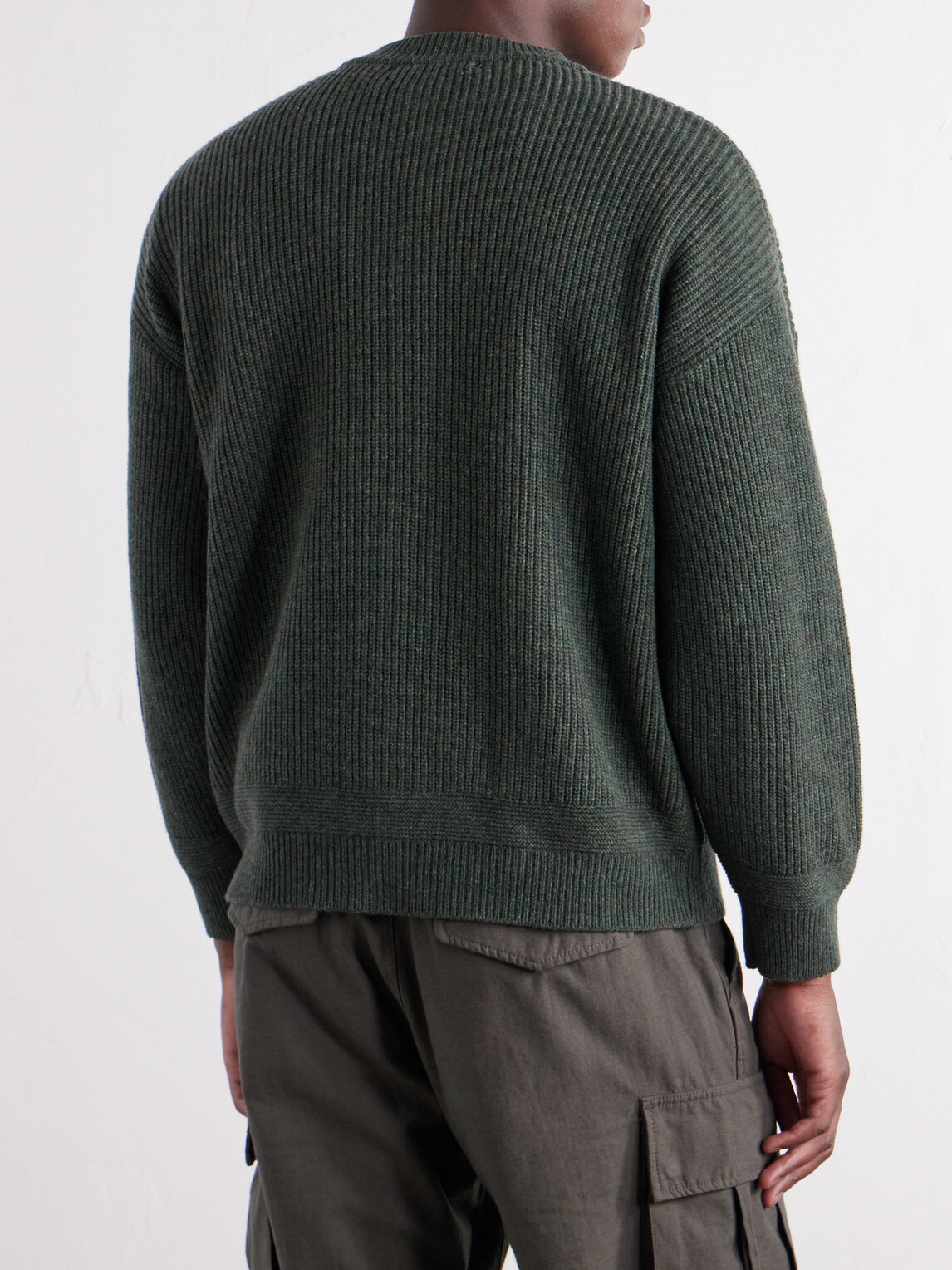 FrizmWORKS - Ribbed-Knit Wool-Blend Zip-Up Cardigan - Green