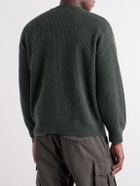 FrizmWORKS - Ribbed-Knit Wool-Blend Zip-Up Cardigan - Green