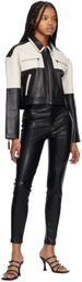 Ksubi Black & Off-White Emblem Leather Jacket