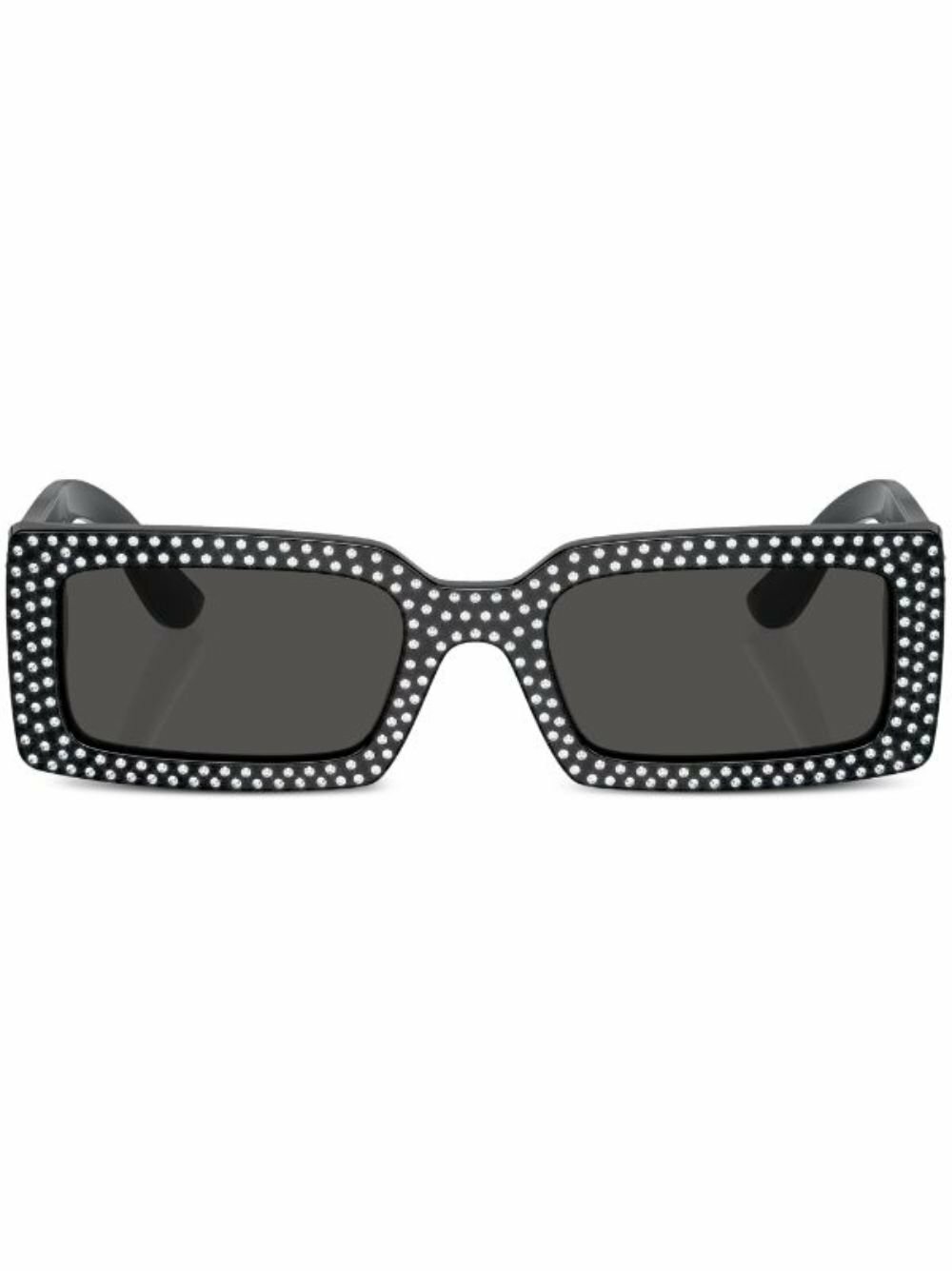 Dolce & Gabbana Eyewear Black Crystal-Embellished Rectangle-Frame Sunglasses