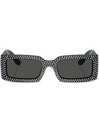 Dolce & Gabbana Eyewear Black Crystal-Embellished Rectangle-Frame Sunglasses