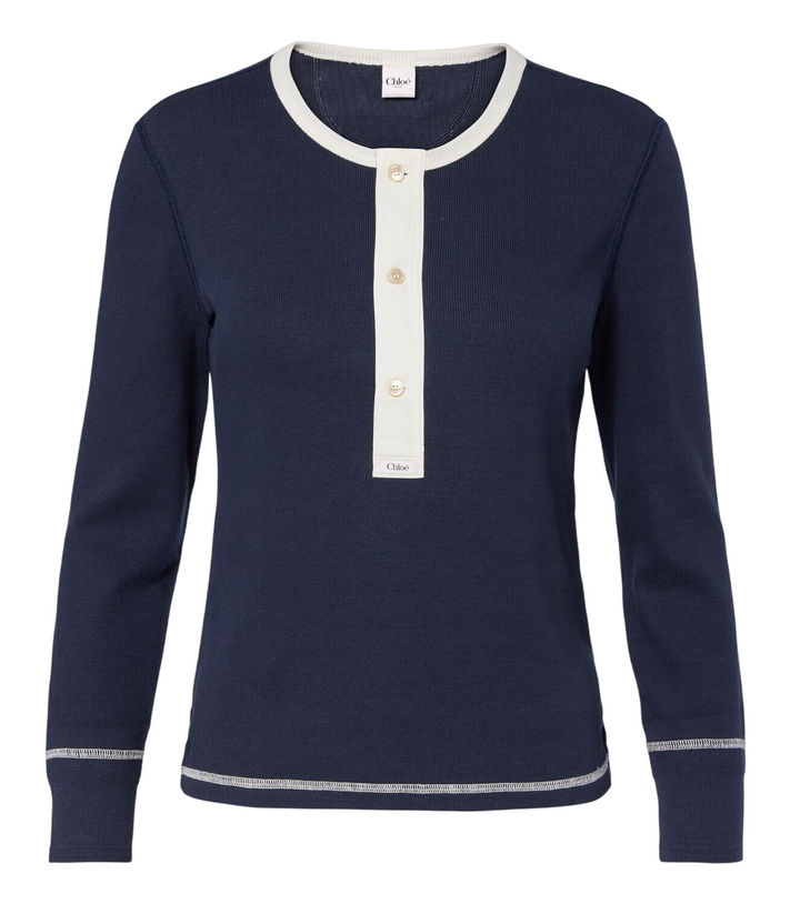 Photo: Chloé Ribbed-knit cotton jersey Henley shirt