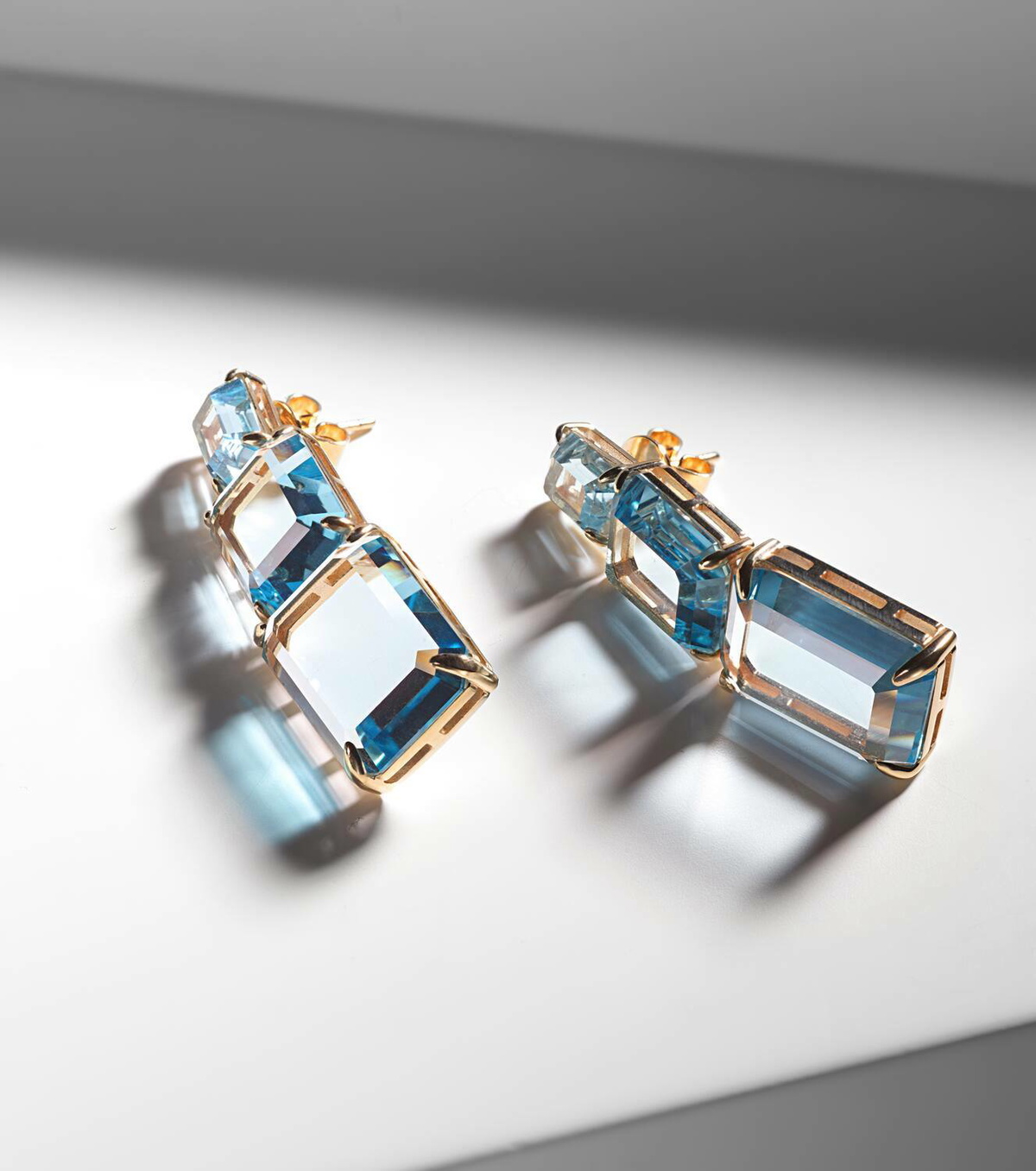 Mateo Arithmetic Composition 14kt gold drop earrings with topaz