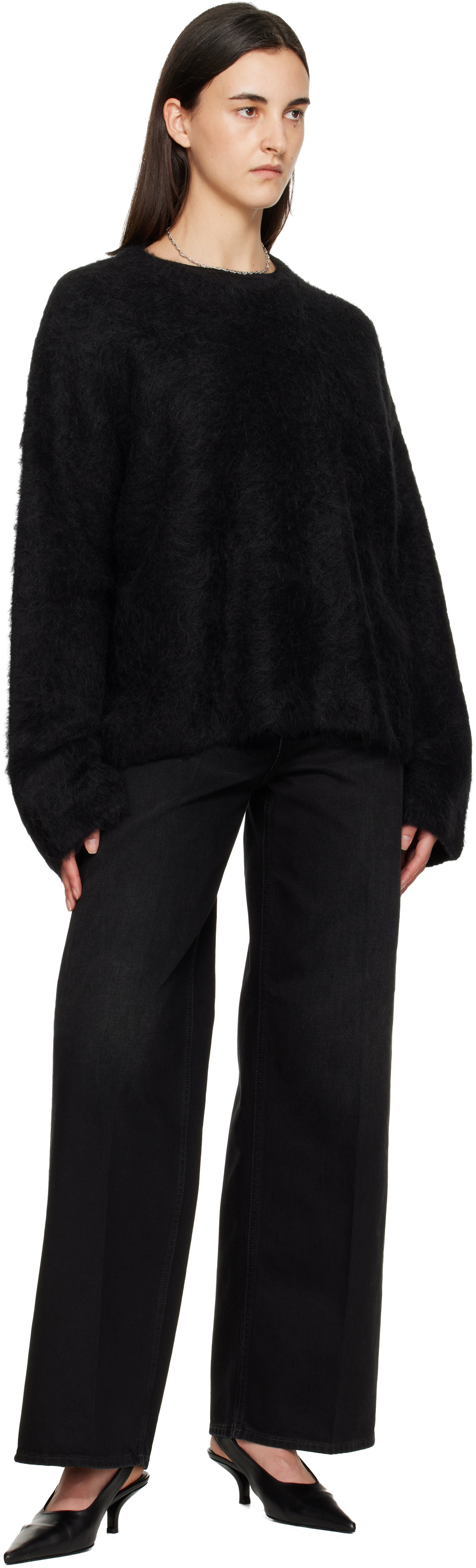 TOTEME Black Boxy Alpaca Knit Sweater