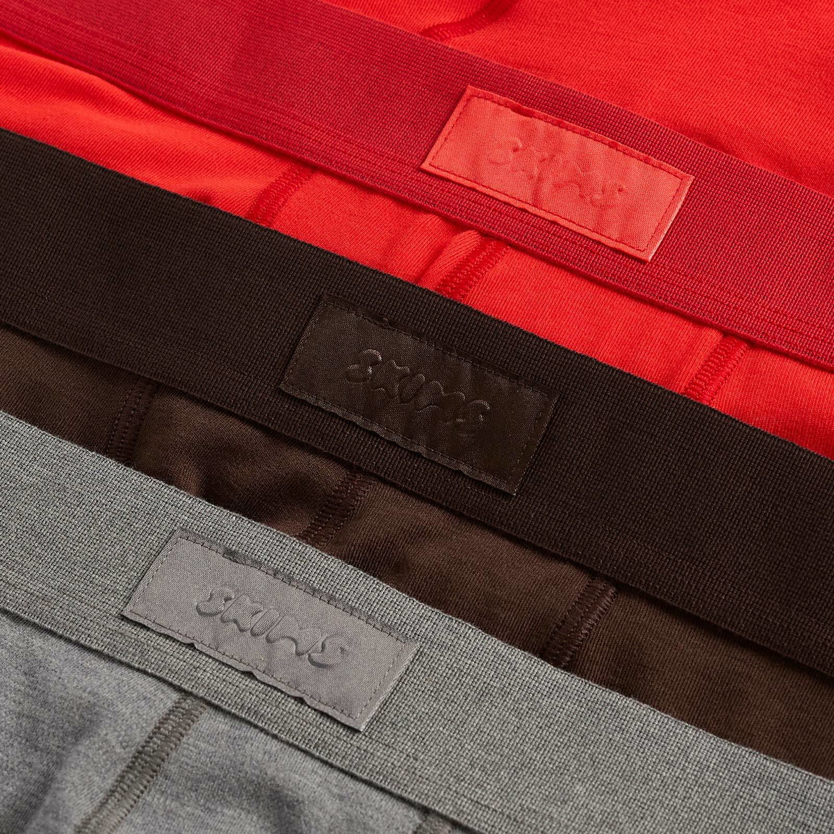 SKIMS Men's Cotton Boxer Brief 3" - 3-Pack in Ruby Espresso Multi