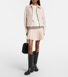 Moncler Checked pleated cotton-blend miniskirt