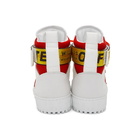 Off-White White and Red Industrial High-Top Sneakers