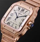 Cartier - Santos Automatic 39.8mm 18-Karat Pink Gold Interchangeable Alligator Watch - Men - Rose gold