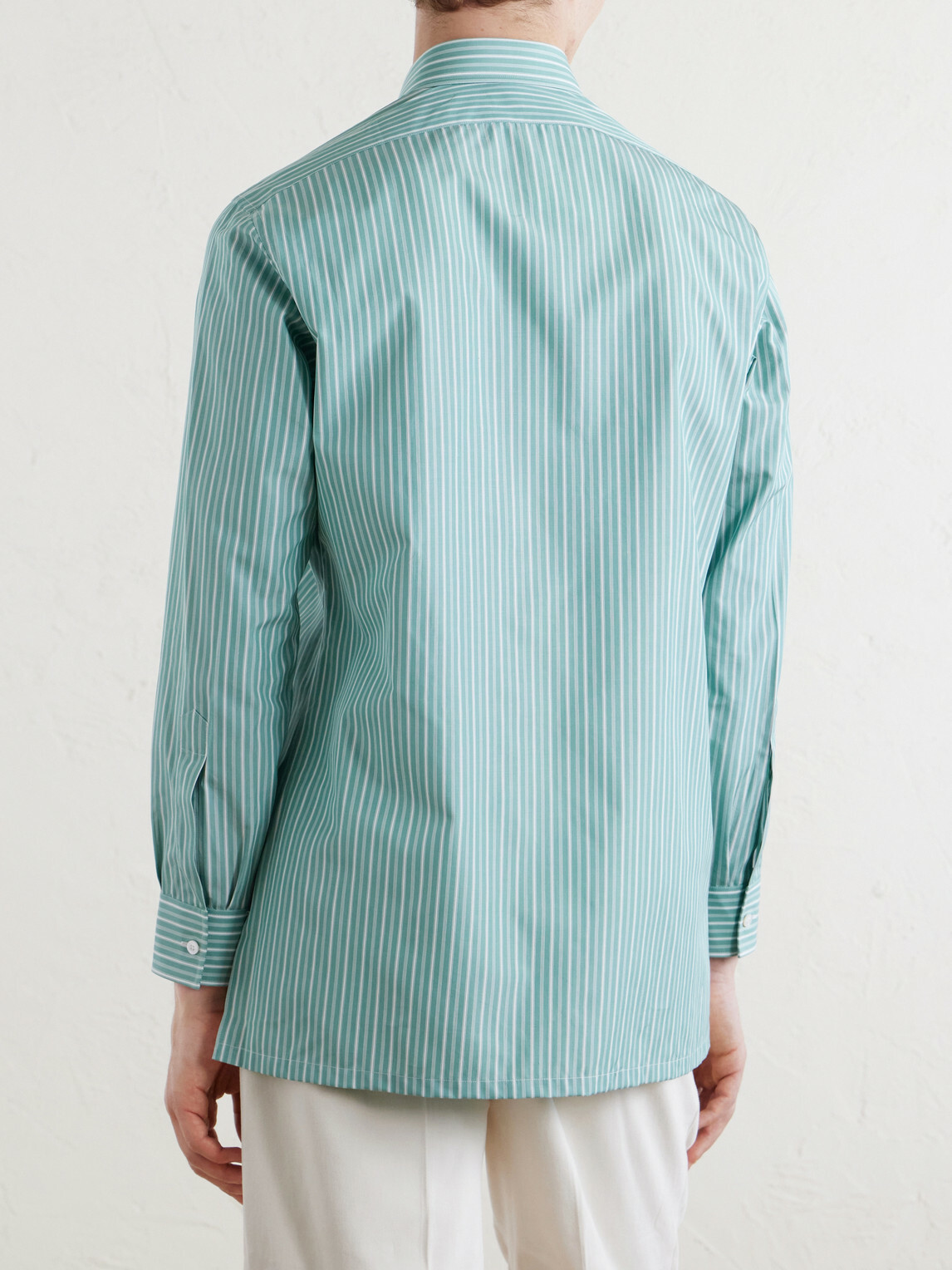 Charvet - Striped Cotton-Poplin Shirt - Green