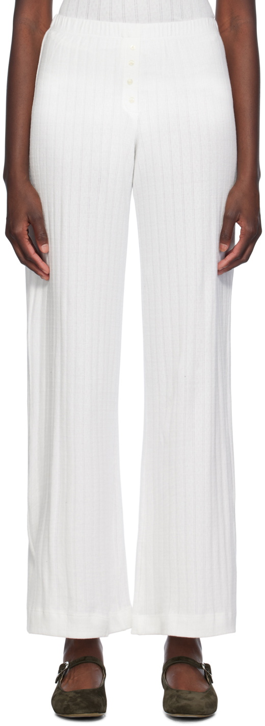 LESET White Pointelle Boxer Lounge Pants
