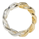 Maison Margiela Gold and Silver Curb Chain Ring