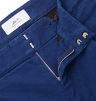 Mr P. - Tapered Pleated Cotton-Blend Moleskin Suit Trousers - Blue