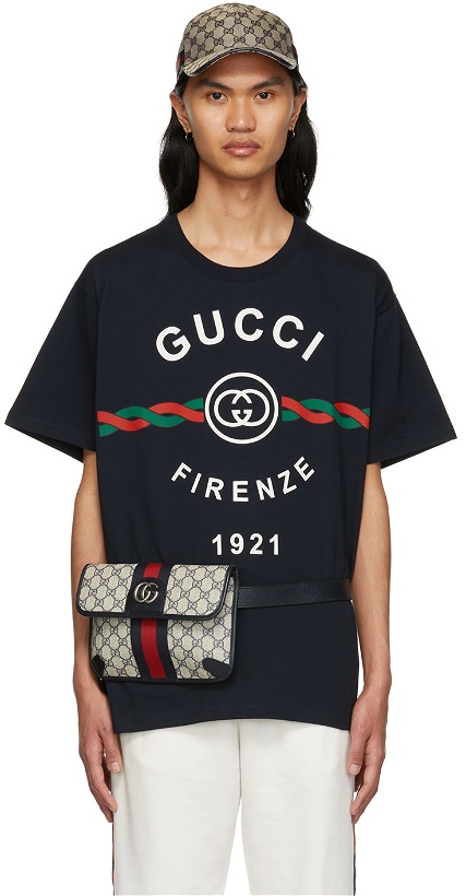 Photo: Gucci Navy 'Gucci Firenze 1921' T-Shirt