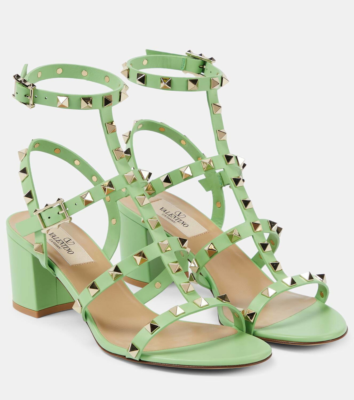 Valentino Garavani Gray Leather Stiletto Heel Sandals