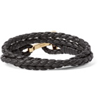 TOM FORD - Woven Leather and Gold-Plated Wrap Bracelet - Men - Brown