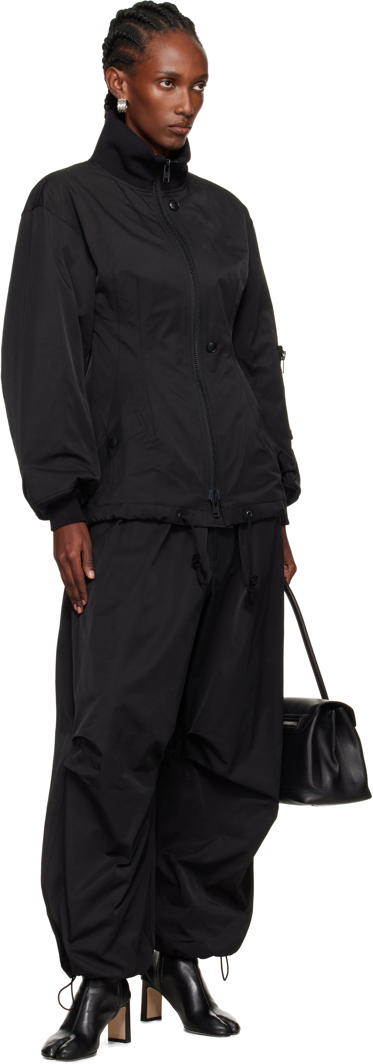 YOHJI YAMAMOTO Black Twill Darts Bomber Jacket