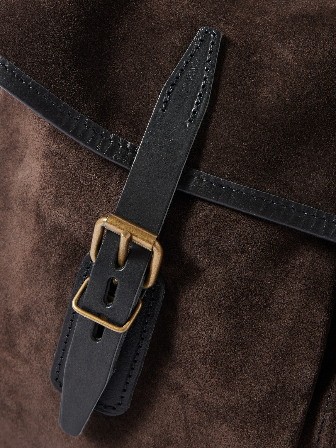 Bleu de Chauffe - Fisherman's Musette Leather-Trimmed Suede Messenger Bag - Brown