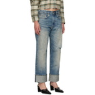 R13 Blue Cuffed Boyfriend Jeans