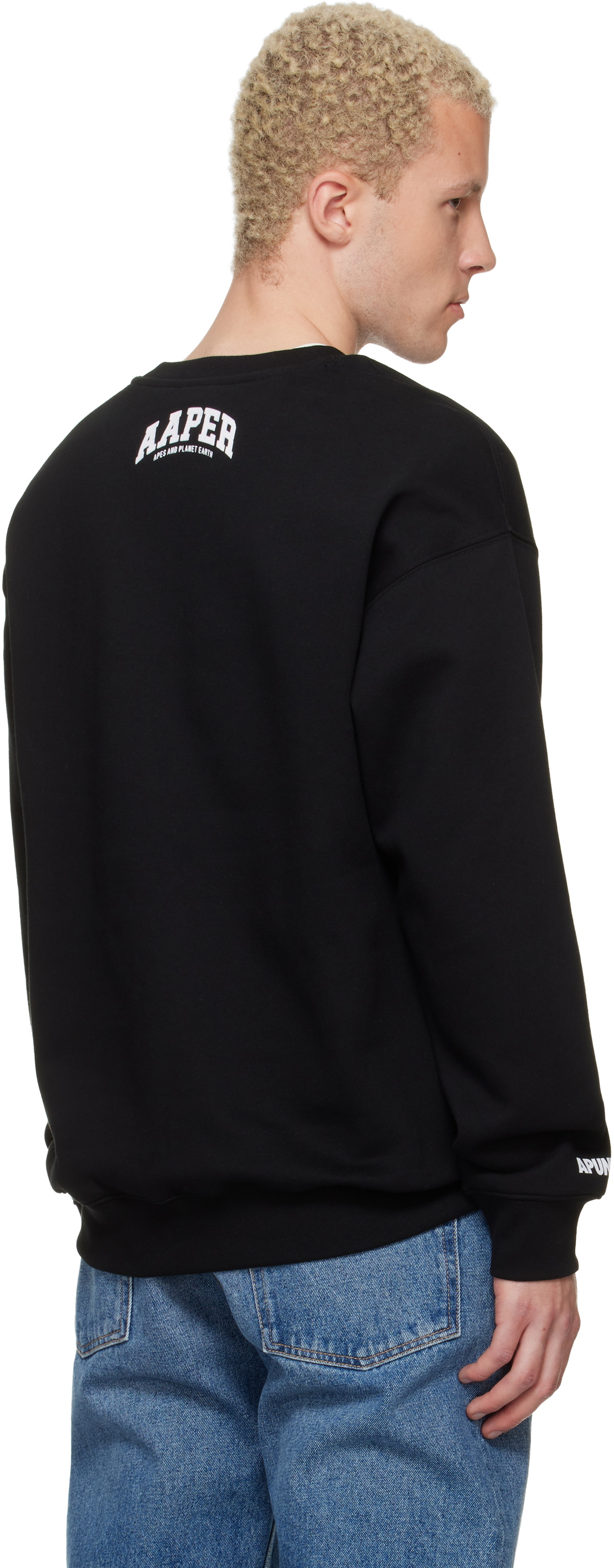 AAPE by A Bathing Ape Black 'AAPER' Crew Neck Sweatshirt