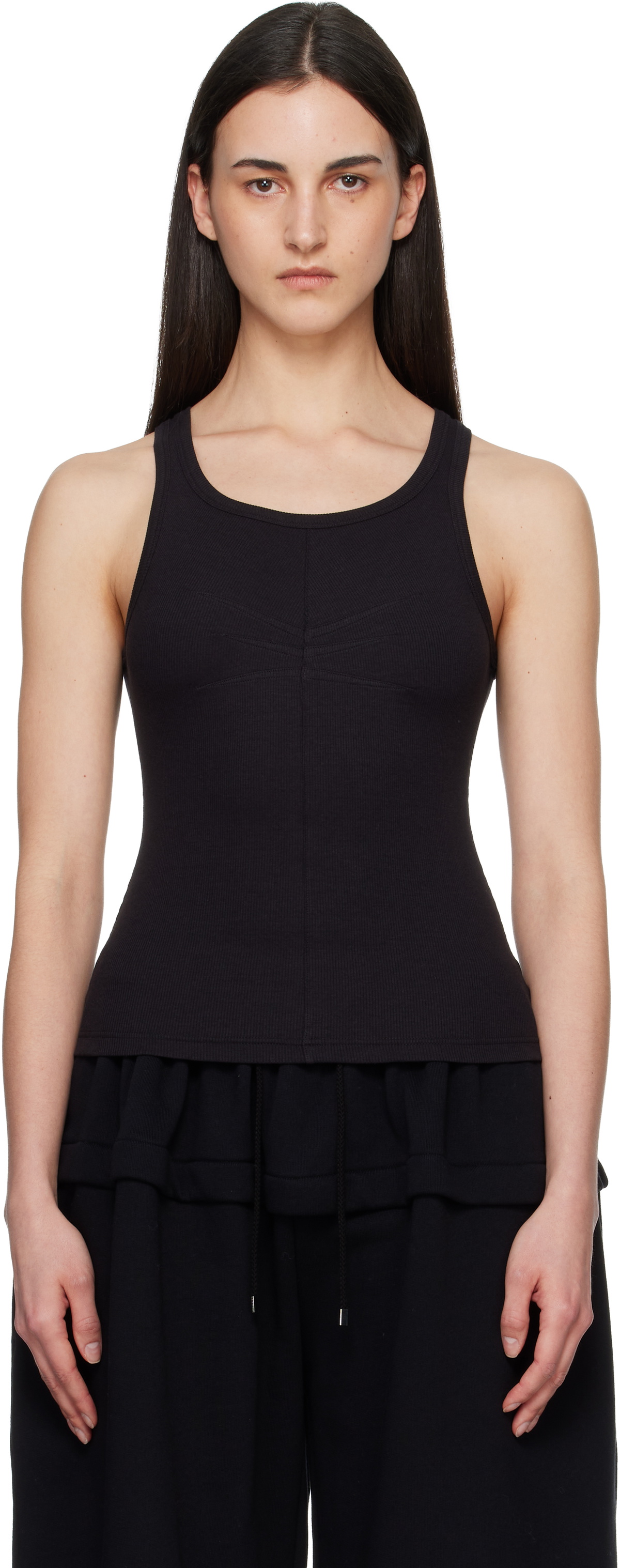 ALAÏA Black Darts Cotton Tank Top