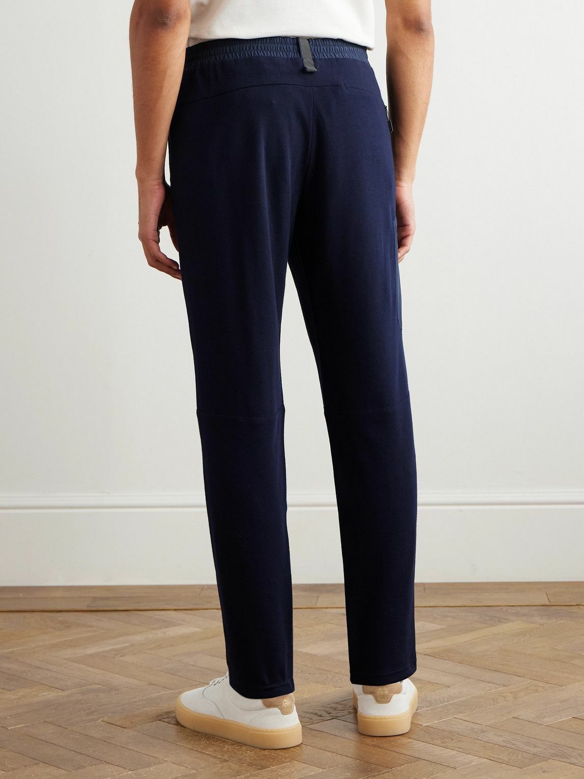 SEASE - Straight-Leg Shell-Trimmed Wool-Blend Drawstring Trousers - Blue