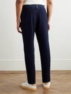 SEASE - Straight-Leg Shell-Trimmed Wool-Blend Drawstring Trousers - Blue