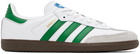 adidas Originals White & Green Samba OG Sneakers