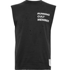 Satisfy - Distressed Printed Combed Cotton-Jersey Tank Top - Black