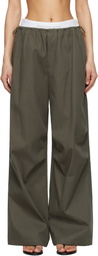 Alexander Wang Khaki Logo Elastic Mid-Rise Trousers