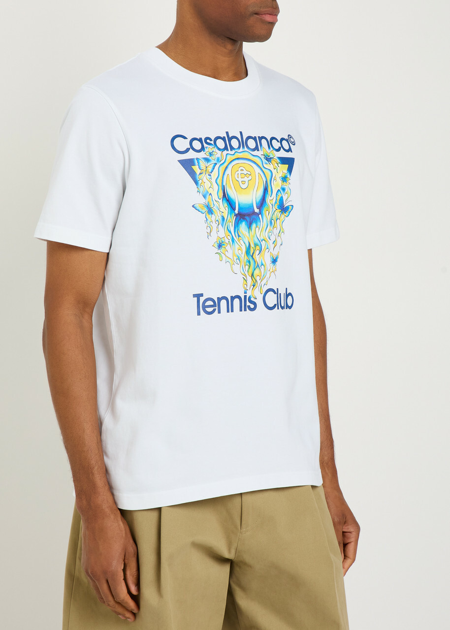 Casablanca Tennis Club Icon Printed Cotton T-shirt White