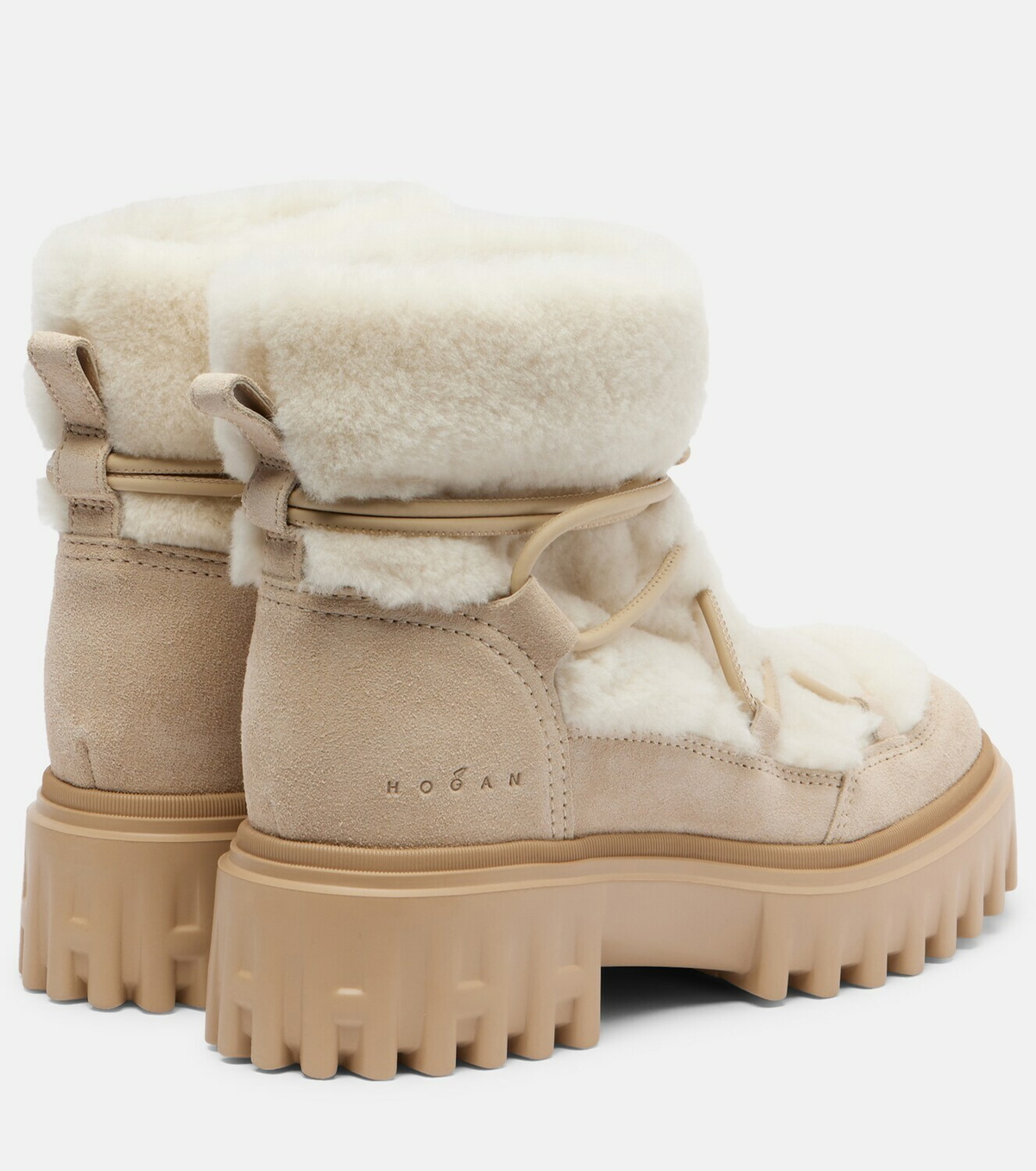 Hogan Hogan H700 shearling-trimmed suede ankle boots