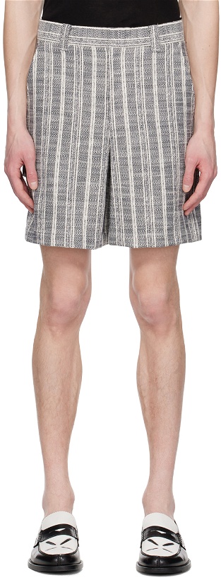 Photo: System Off-White & Navy Stripe Shorts