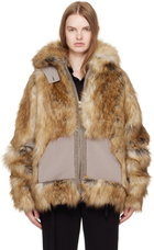 Ottolinger Tan Oversized Furry Multiline Jacket