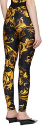 Versace Jeans Couture Black & Gold Lycra Barocco Leggings
