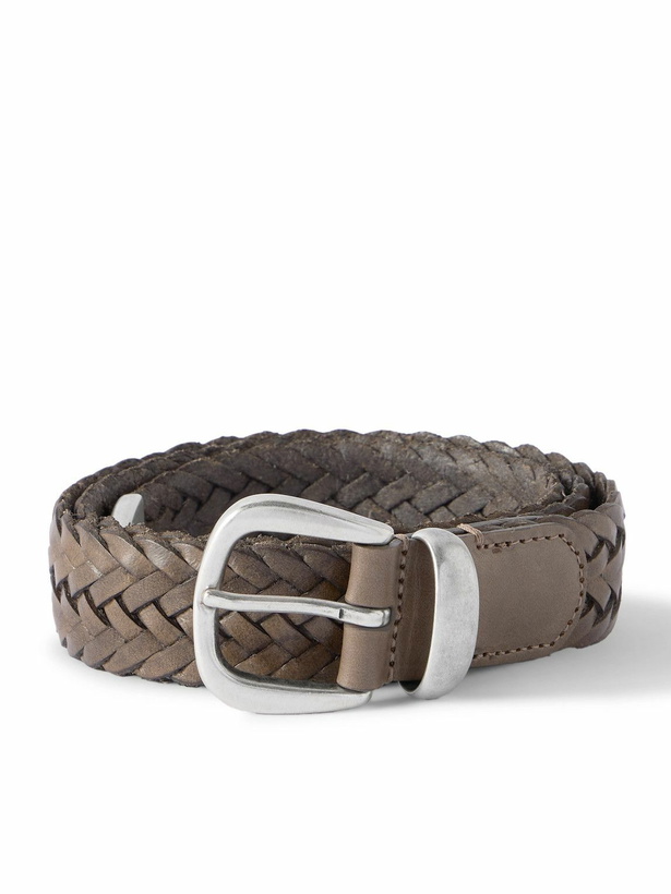 Photo: Anderson's - 3cm Woven Leather Belt - Brown