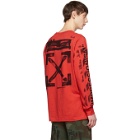 Off-White Red Diag Stencil Long Sleeve T-Shirt