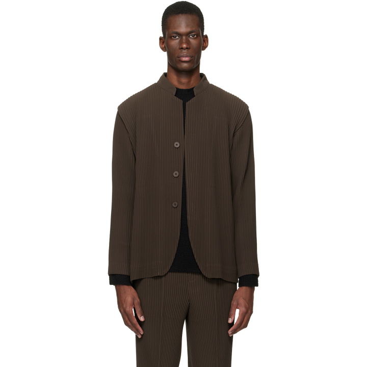 Photo: HOMME PLISSÉ ISSEY MIYAKE Brown Tuxedo Pleats Blazer