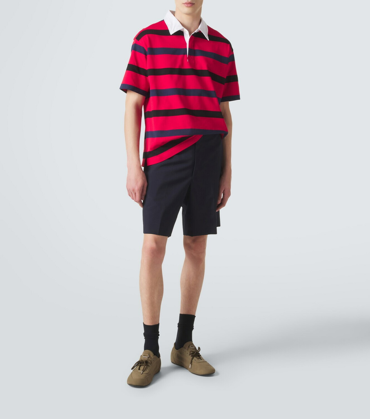 Prada Oversized striped cotton piqué polo shirt