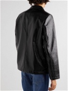 Séfr - Francis Croc-Effect Faux Leather Jacket - Black